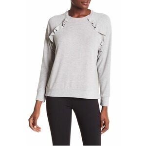 Betsey Johnson Ruffled Raglan Gray Pullover Sweater Size Small